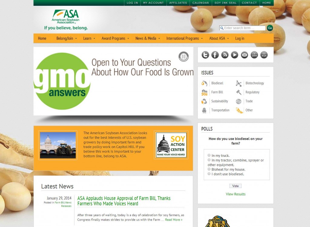 American Soybean Association Agricultural Website