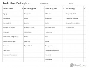 Trade Show Packing List Image