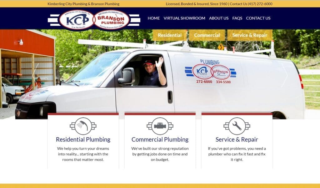 Example of personalized photography on plumbing websites. 