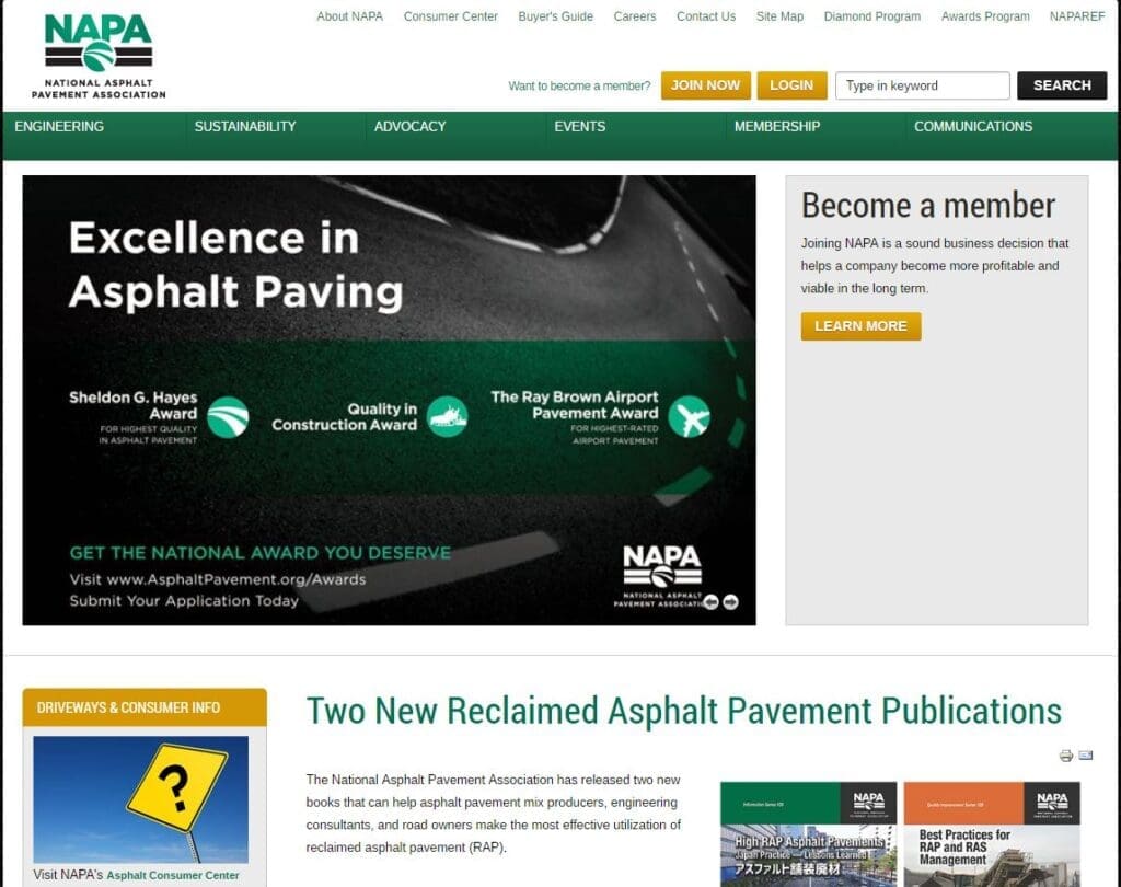 Bright and dark color example for asphalt paving websites.