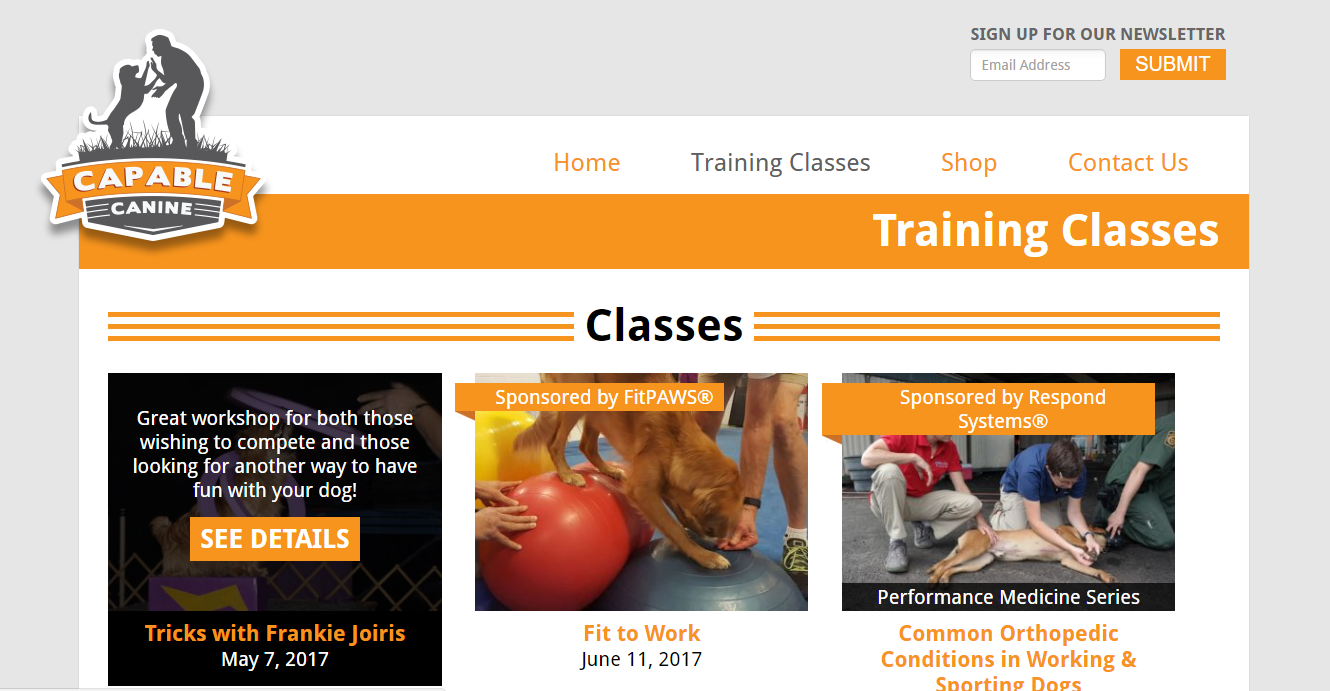 Capable Canine's Updated Training Classes Page