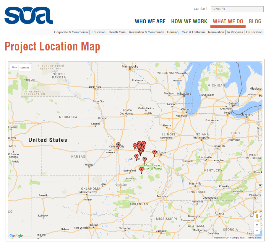 Project Location Map - Projects Section of Construction Website