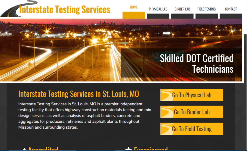 Interstate Testing Services's new website